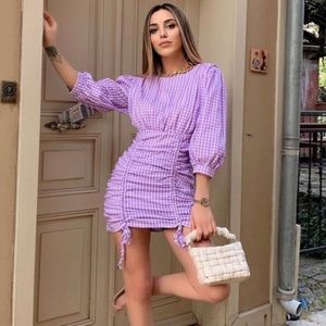 Zara Purple Gingham Dress